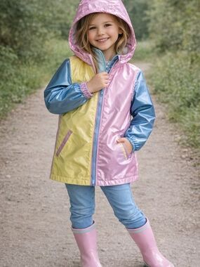 Girls 3-in-1 Rain Jacket Size 6 Andy & Evan Windbreaker + Fleece Vest Spring